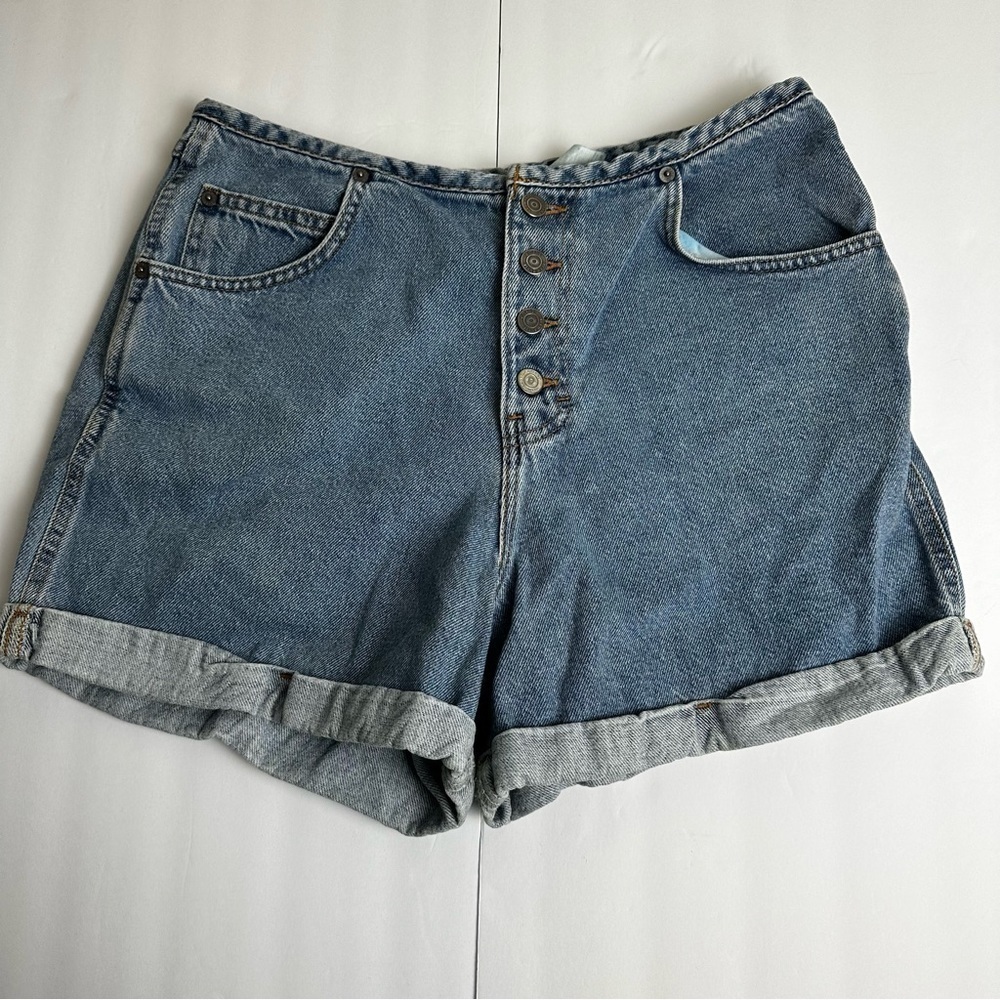 Vintage Gintano Mom Shorts high rise button fly size 14 denim 100% cotton blue